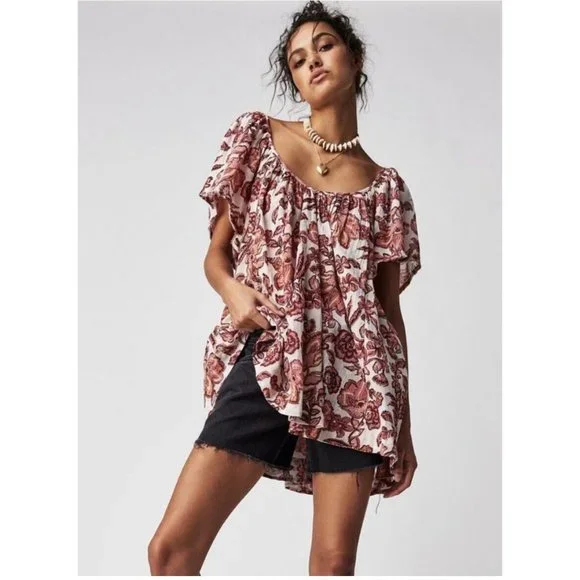 Free People Women's Kauai Getaway Printed Tunic Top size Small XL NWT Floral - Picture 7 of 16